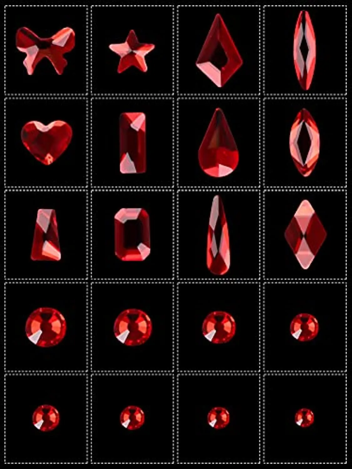 3100Pcs Professional AB Nail Rhinestones Kit EBANKU Red Nail Art Crystal Rhinestones for Nails Mixed Shape Nail Gems Jewels with Rhinestone Picker Dotting Pen Tweezers for DIY Nail Art Craft