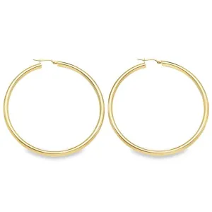 3mm Tube High Polish Classic Hoop Earrings in 10K, 14K Yellow Gold