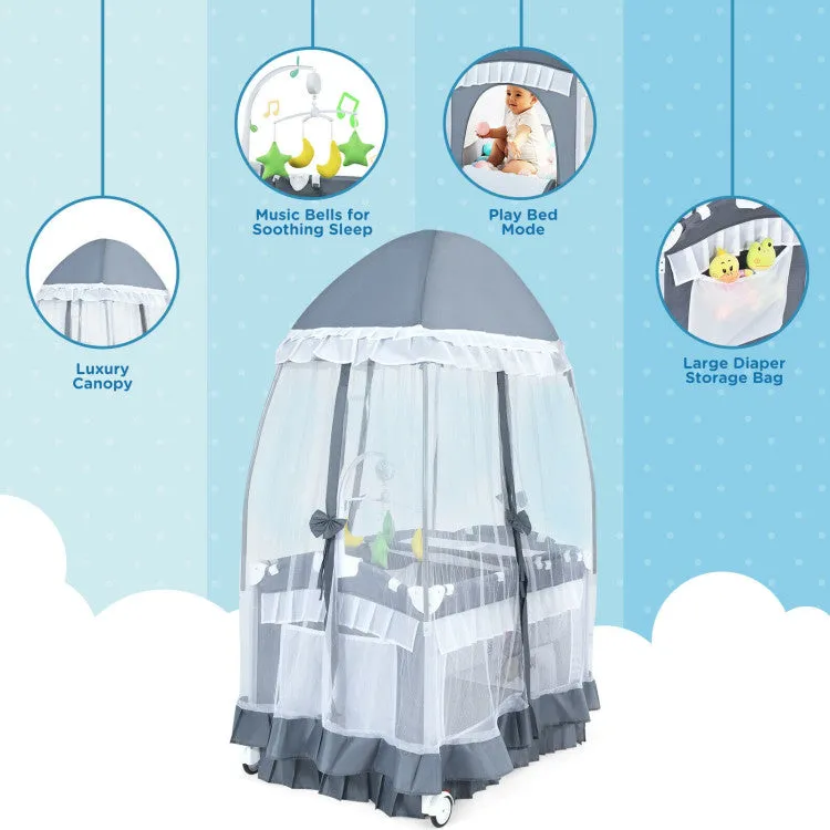 4-in-1 Portable Baby Playard with Carry Bag and Mosquito Net