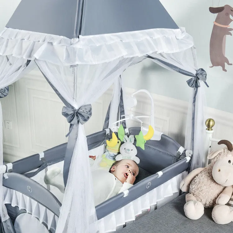 4-in-1 Portable Baby Playard with Carry Bag and Mosquito Net