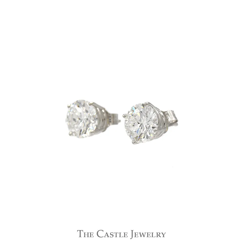 4cttw Round Brilliant Cut Lab Grown Diamond Stud Earrings in 14k White Gold