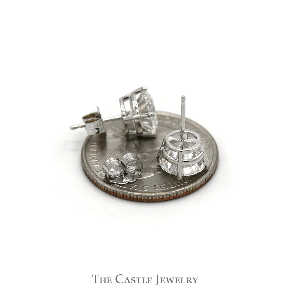 4cttw Round Brilliant Cut Lab Grown Diamond Stud Earrings in 14k White Gold