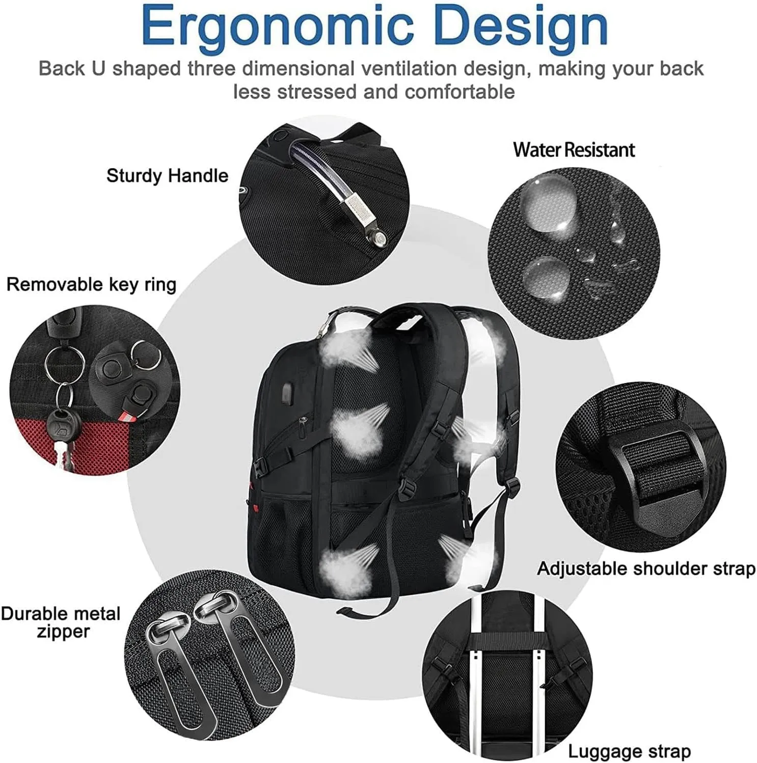52L TSA Travel Backpack with USB Port 17 Inch Business Laptop Backpack