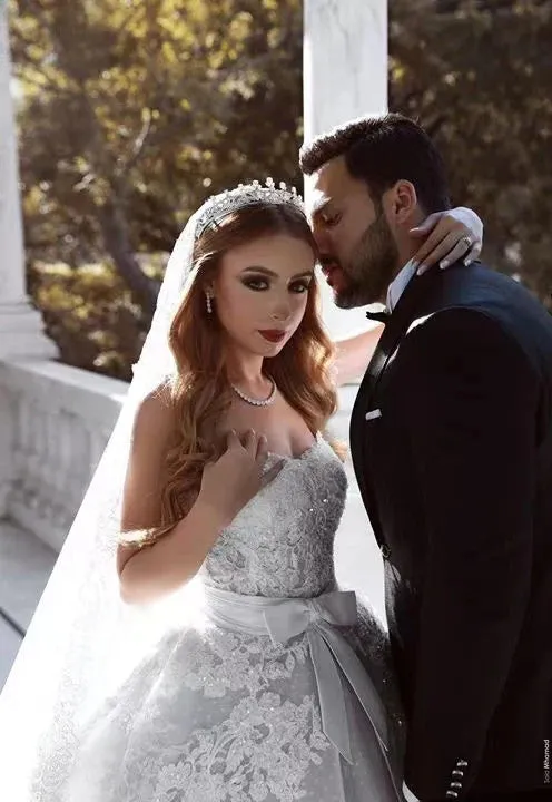 A-line Sweetheart Wedding Dresses, Luxury Lace Ball Bridal Gonws OK1985