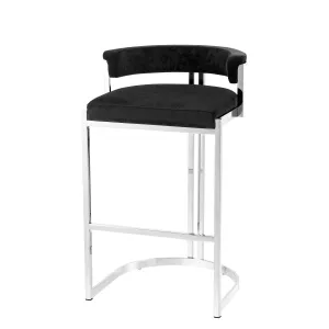 A111672 - Counter Stool Dante polished ss black velvet