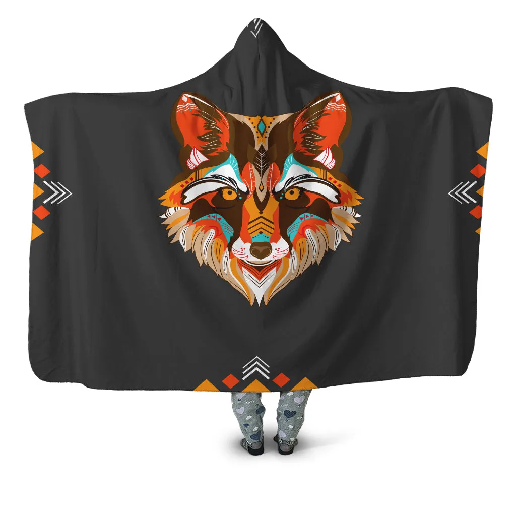 Abstract Wolf Hooded Blanket