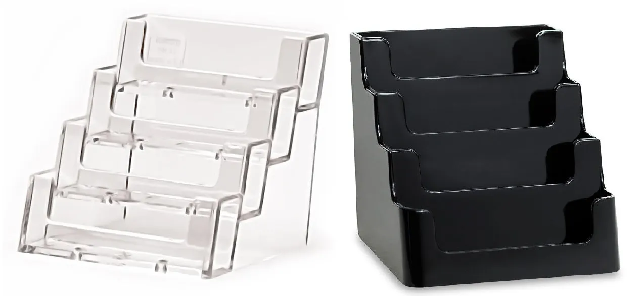 Acrylic 4-Pocket Countertop Business Card Holders