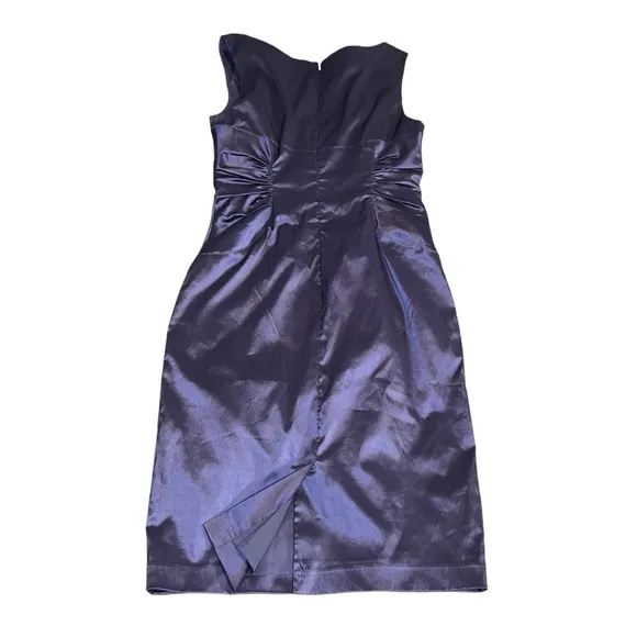Adrianna Papell After Five Satin Periwinkle Purple Blue Cocktail Pencil Dress