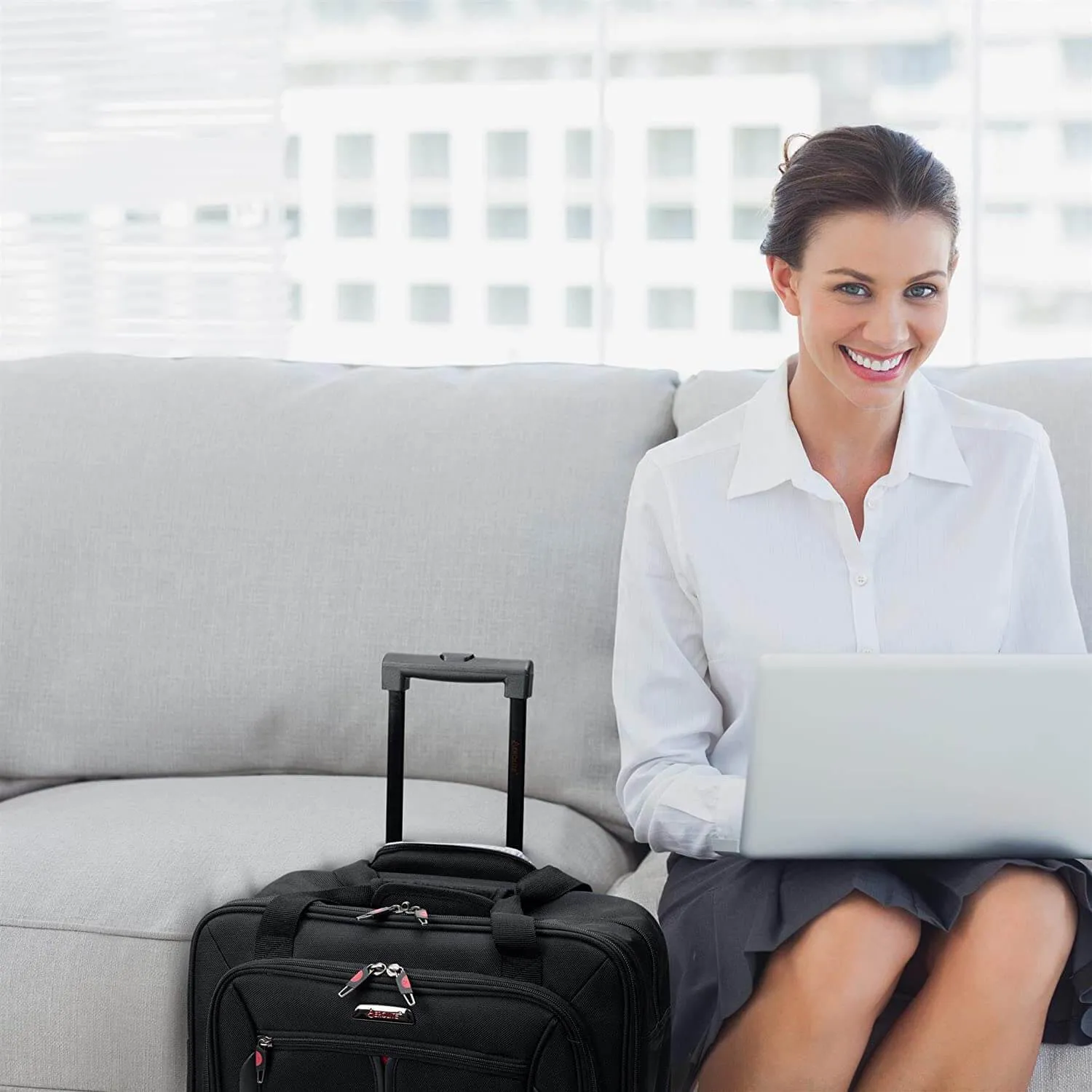 Aerolite 17'' Executive Mobile Business Cabin Hand with Luggage Rolling Laptop Bag, Approved for Ryanair, British Airways, Easyjet, Jet2 & Many More