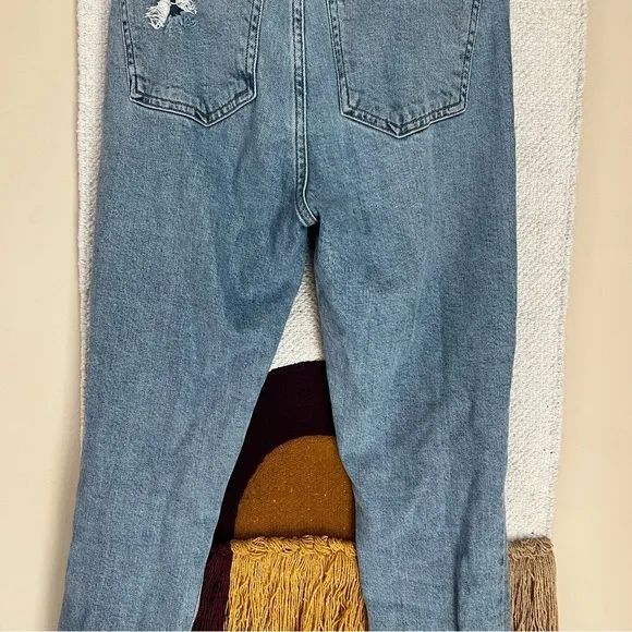 AGOLDE Nico High Rise Slim Rooted Step Frayed Hem Distressed Jeans blue size 23