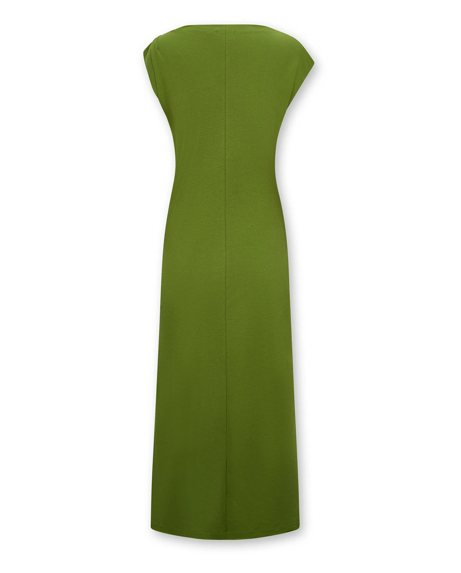 ALLIE | Green Draped Cotton Midi Dress