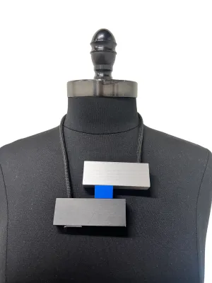 Aluminum with Blue Cube Necklace