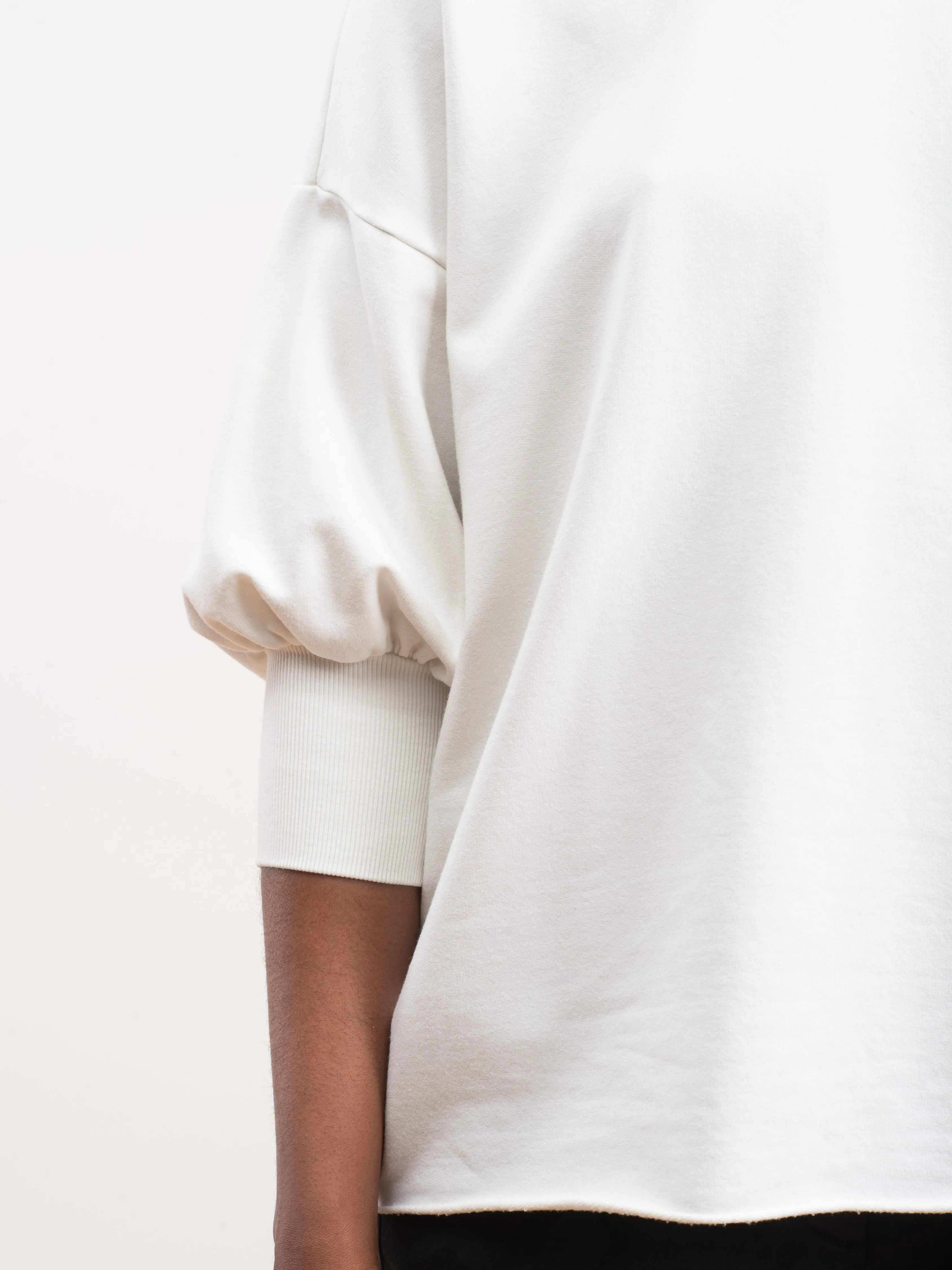 angela blouson sleeve crew - soft white