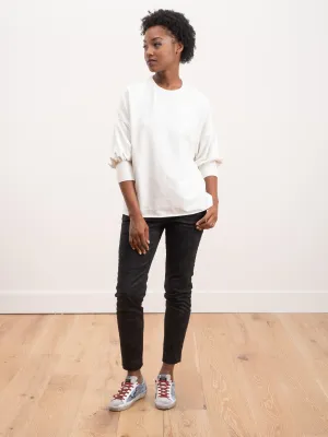 angela blouson sleeve crew - soft white