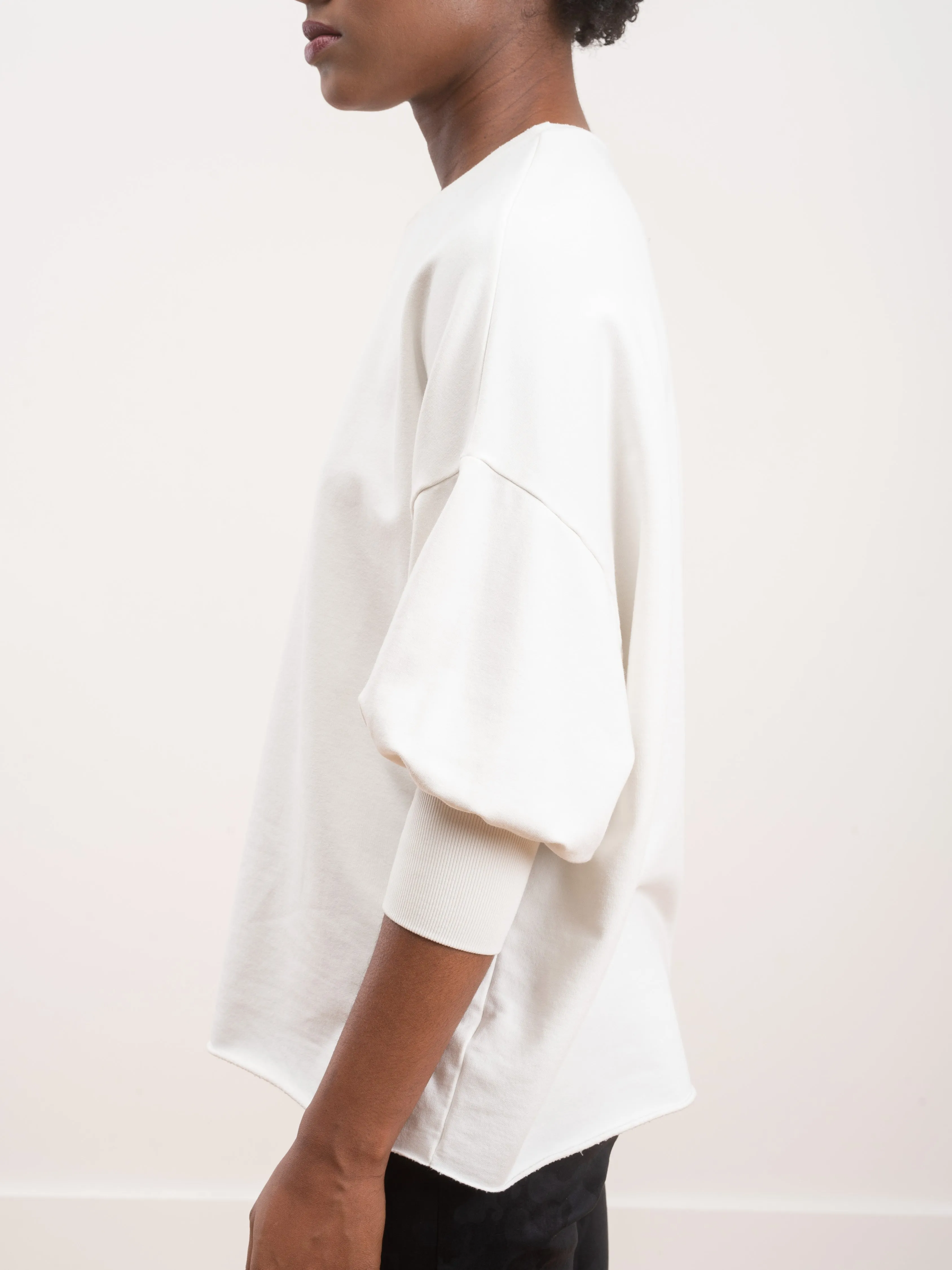 angela blouson sleeve crew - soft white