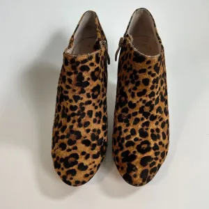 Animal Print Stiletto Ankle Boot Heel Calf Hair Leopard Cheetah Round Toe US 7.5