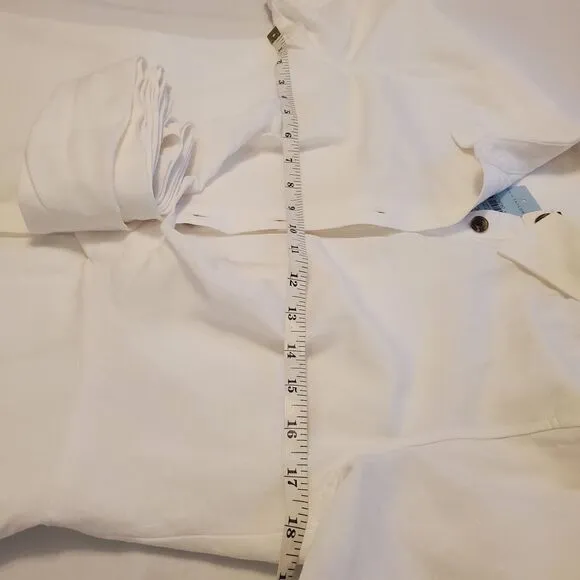 Ann Taylor Linen Wrap Shirt Dress Sz 10P White Summer Office Spring 2024 NWT