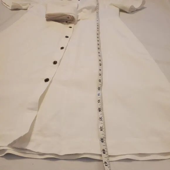 Ann Taylor Linen Wrap Shirt Dress Sz 10P White Summer Office Spring 2024 NWT