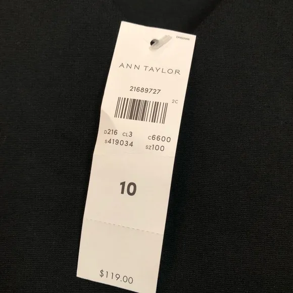 Ann Taylor V-back Black Sheath Dress women’s size 10 NWT