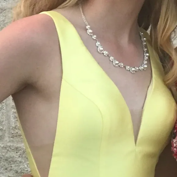 Anneprom A Line V Neck Yellow Prom Dresses, Yellow V Neck Formal Graduation Evening Dresses APP0603