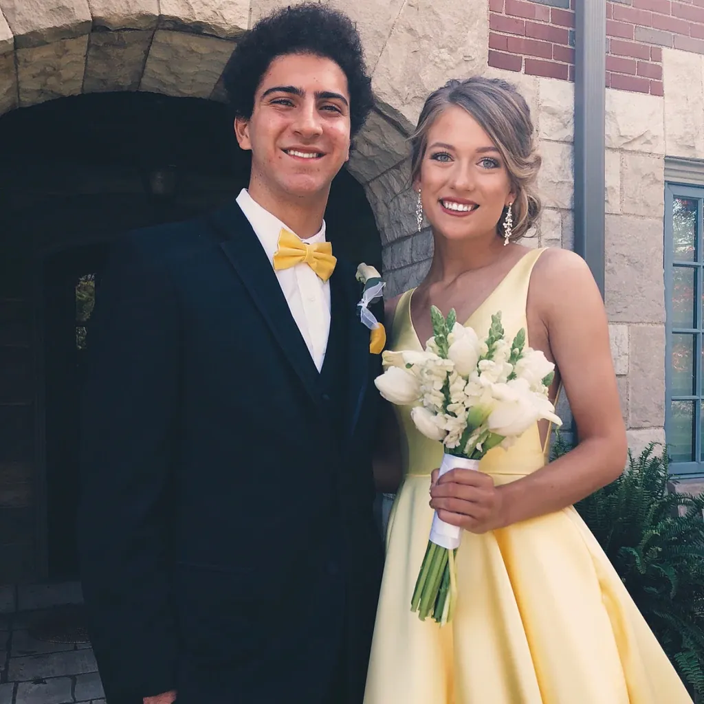Anneprom A Line V Neck Yellow Prom Dresses, Yellow V Neck Formal Graduation Evening Dresses APP0603