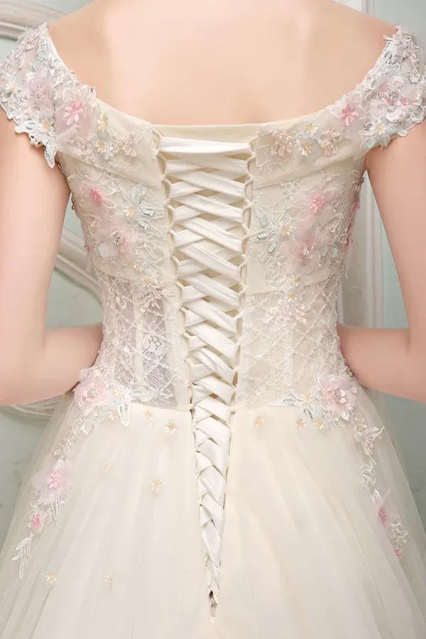 Anneprom Ball Gown Long Prom Dress Applique Formal Evening Dress APP0662