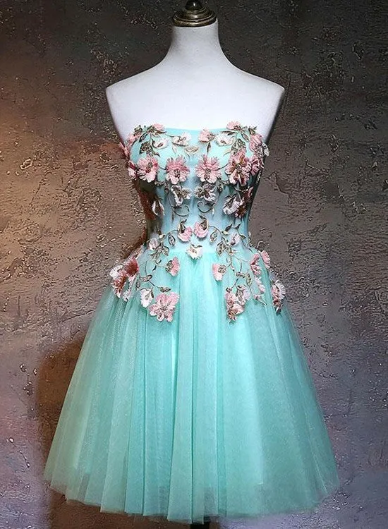 Anneprom Fashionable Tulle Short Sweetheart Mint Green Party Dress, Homecoming Dresses APH0075