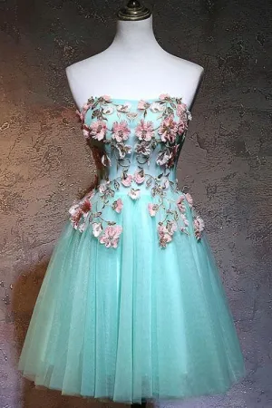 Anneprom Fashionable Tulle Short Sweetheart Mint Green Party Dress, Homecoming Dresses APH0075