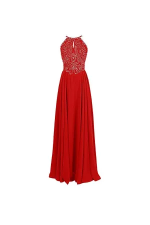 Anneprom Straps Formal Gowns Beading Prom Evening Dresses Backless APB0025