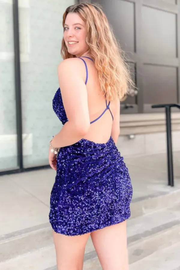 Anneprom V Neck Short Royal Blue Prom Dresses, Formal Homecoming Dresses APH0197