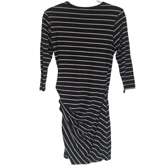 Anthropologie Sundry Fabian Striped Faux Wrap Jersey Mini Dress Blue Small Party