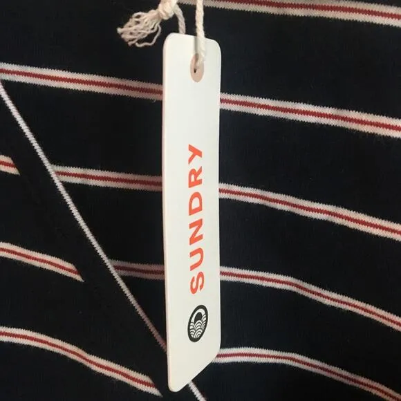 Anthropologie Sundry Fabian Striped Faux Wrap Jersey Mini Dress Blue Small Party