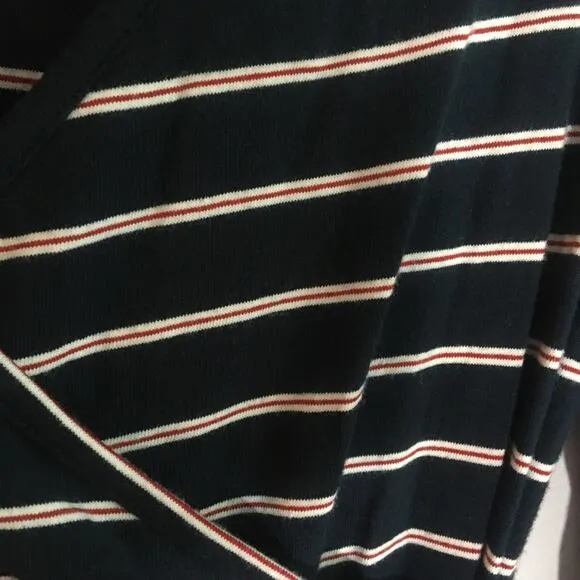Anthropologie Sundry Fabian Striped Faux Wrap Jersey Mini Dress Blue Small Party