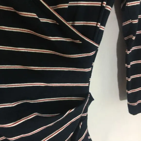 Anthropologie Sundry Fabian Striped Faux Wrap Jersey Mini Dress Blue Small Party