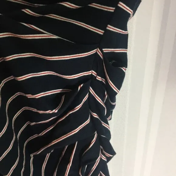 Anthropologie Sundry Fabian Striped Faux Wrap Jersey Mini Dress Blue Small Party