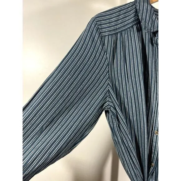 ANTHROPOLOGIE Women's Long Sleeve Belted Striped Shirt Dress Blue Size 12 - NWT