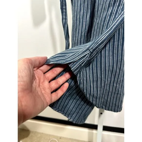 ANTHROPOLOGIE Women's Long Sleeve Belted Striped Shirt Dress Blue Size 12 - NWT