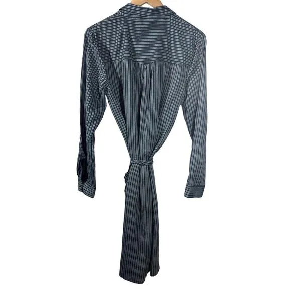 ANTHROPOLOGIE Women's Long Sleeve Belted Striped Shirt Dress Blue Size 12 - NWT