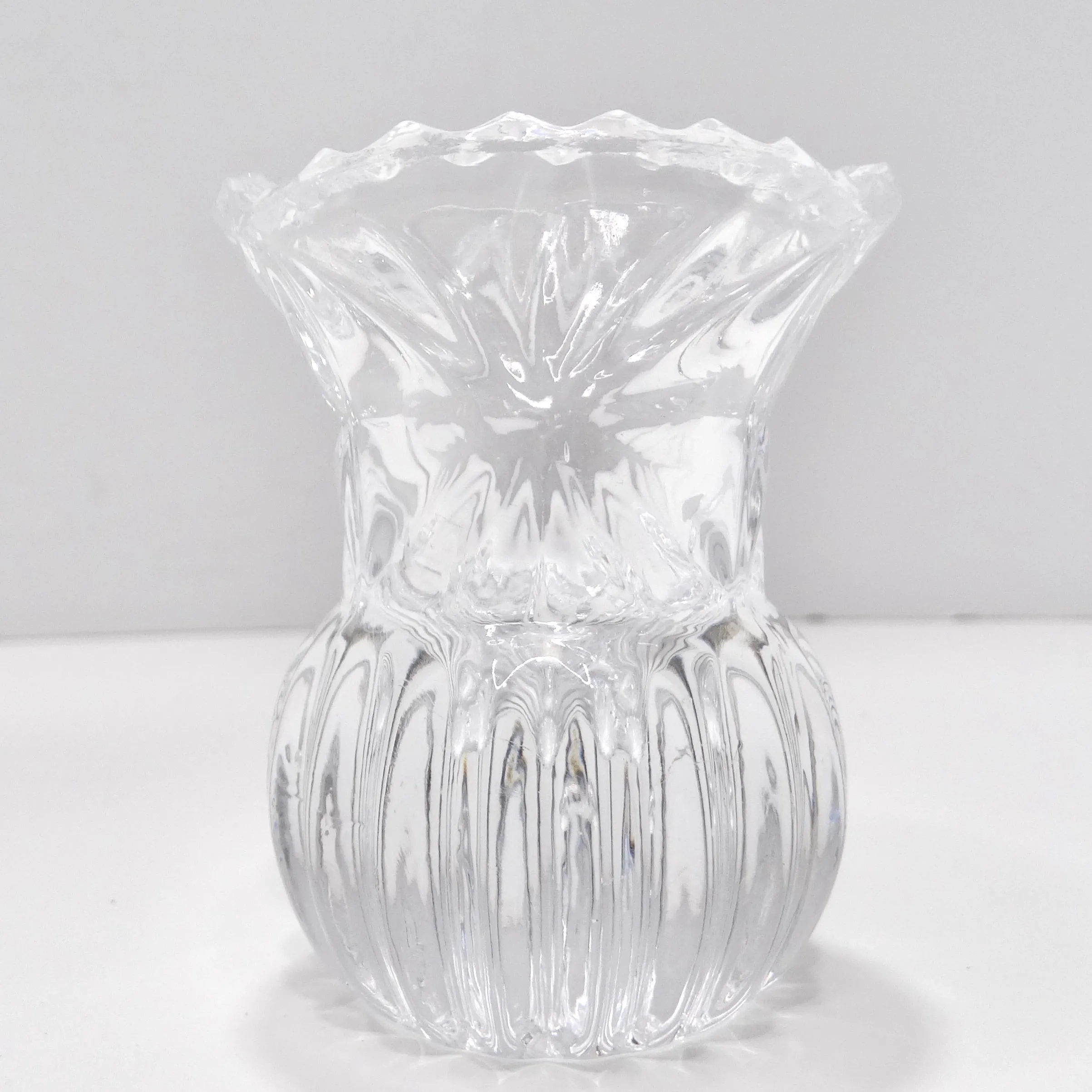 Antique Crystal Toothpick Holder & Silver Serving Tongs