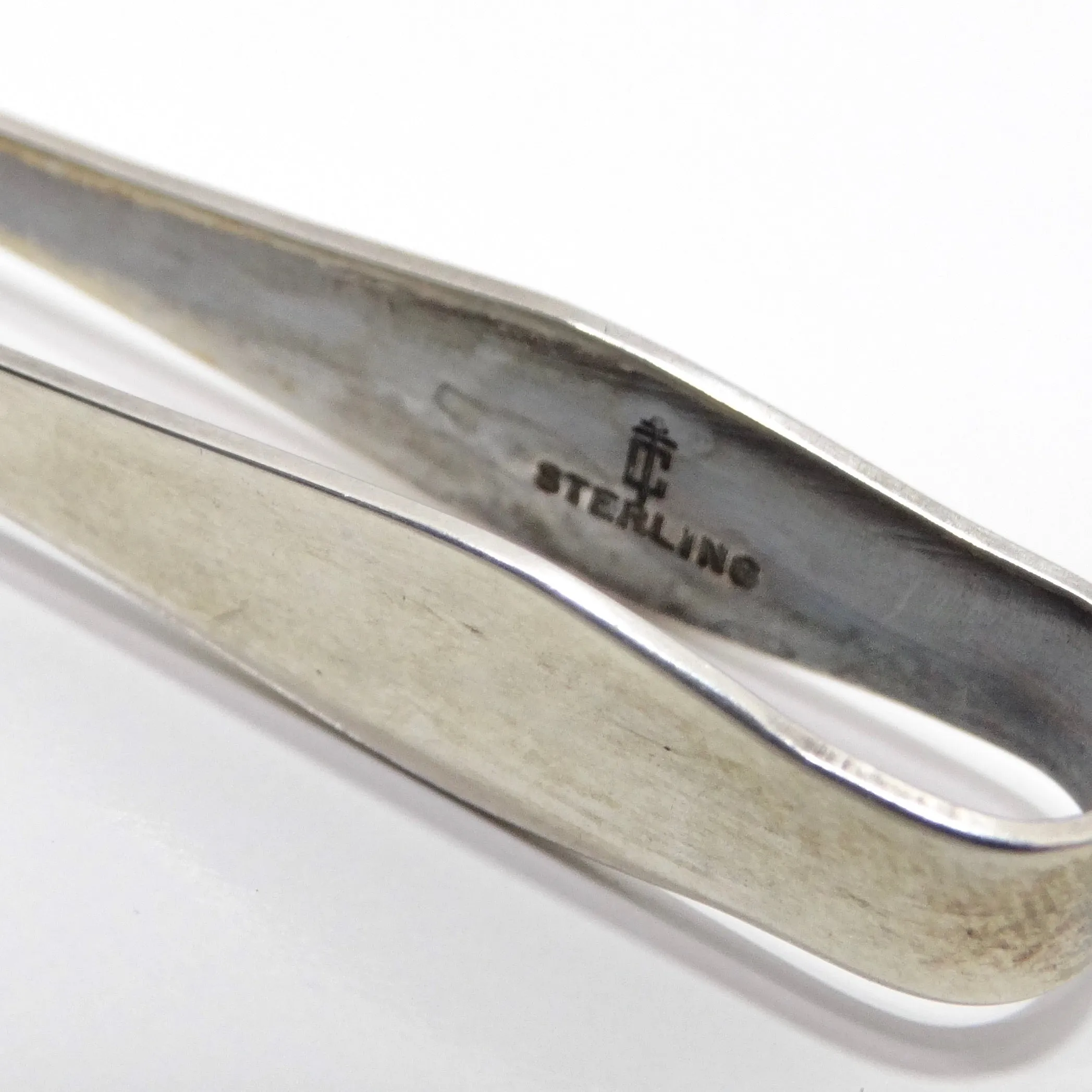 Antique Crystal Toothpick Holder & Silver Serving Tongs