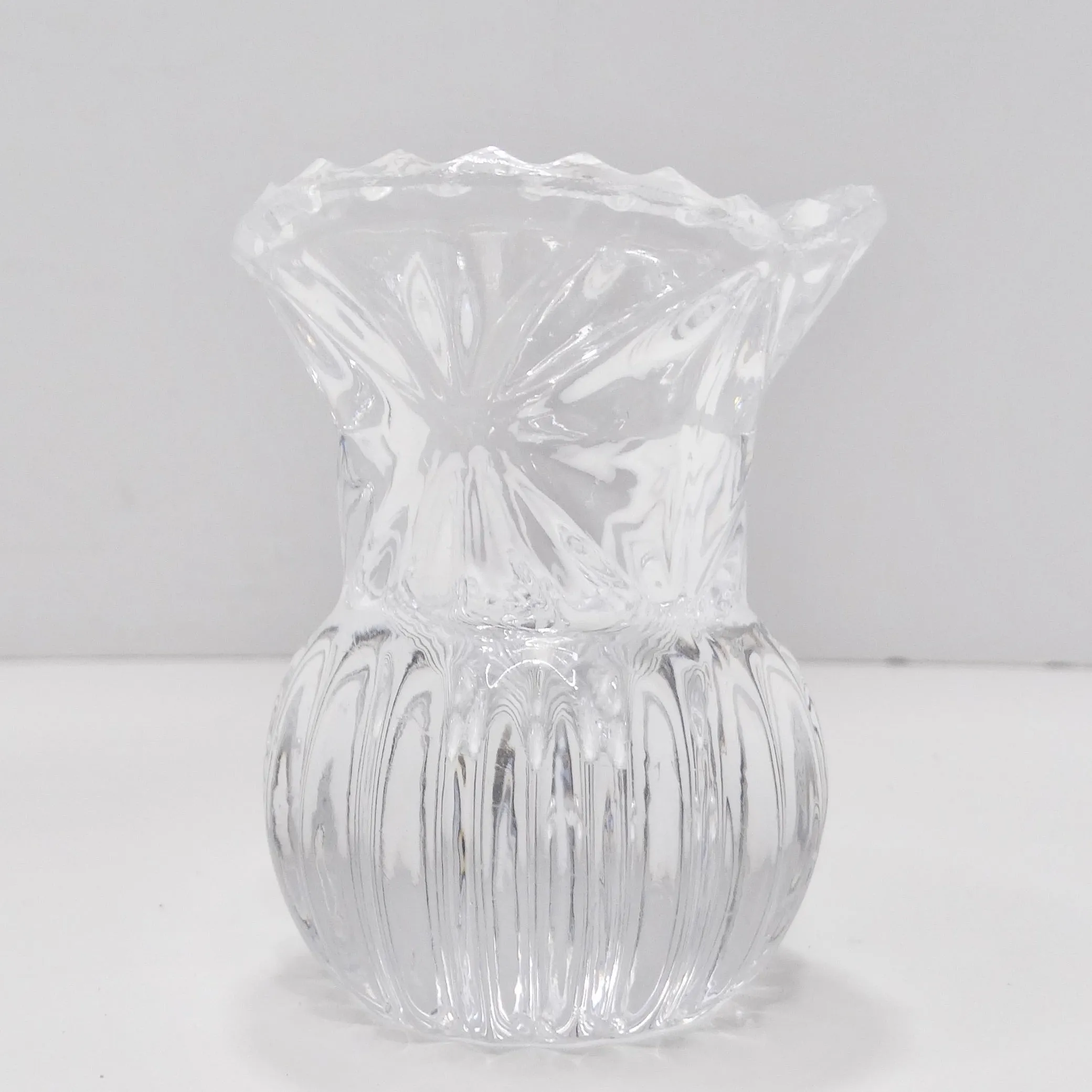 Antique Crystal Toothpick Holder & Silver Serving Tongs