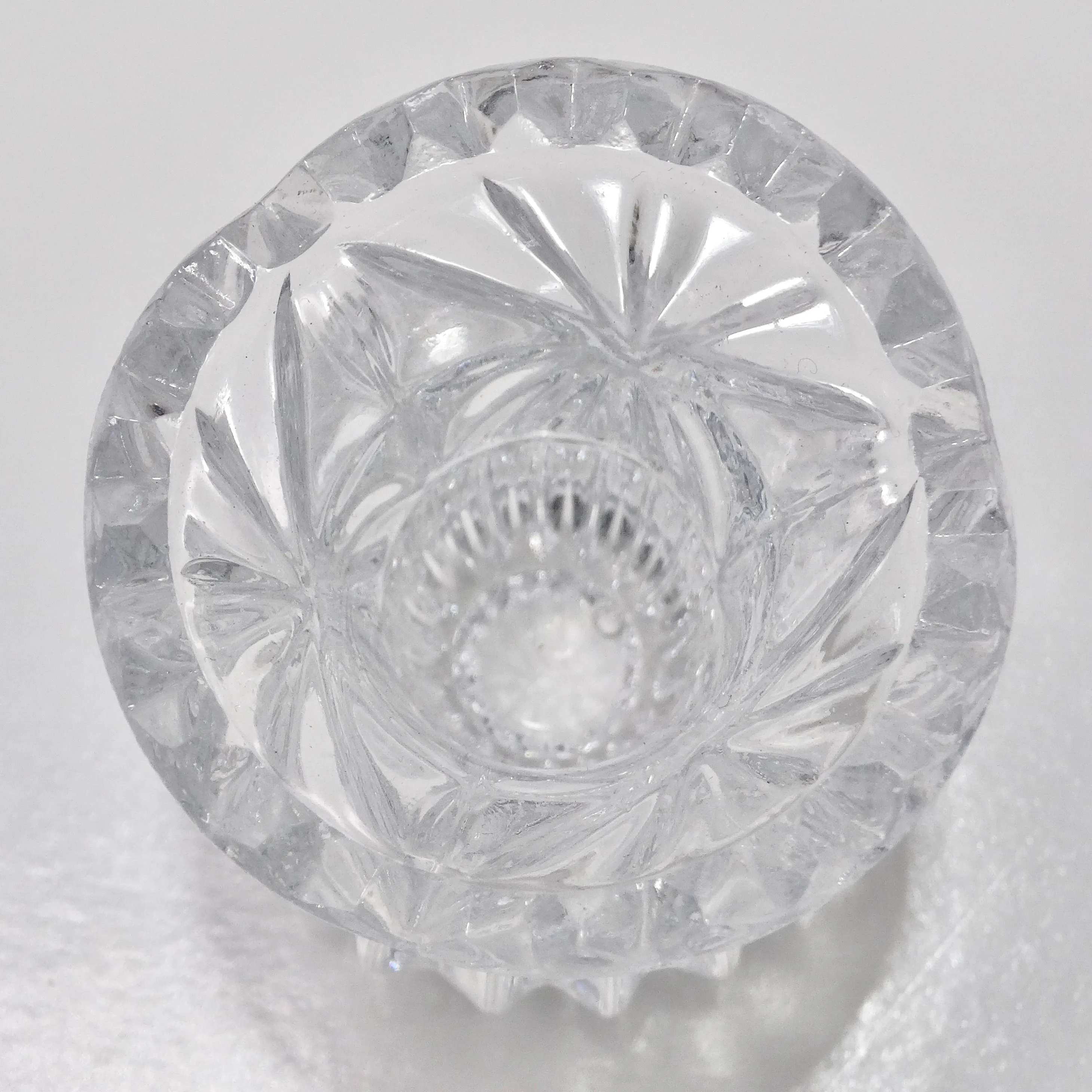 Antique Crystal Toothpick Holder & Silver Serving Tongs