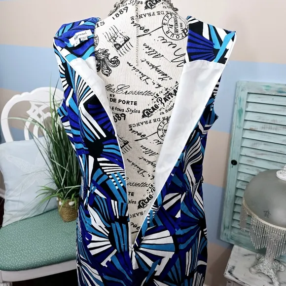 Appraisal Blue Geometric Sheath Dress