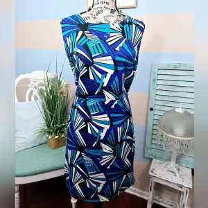 Appraisal Blue Geometric Sheath Dress