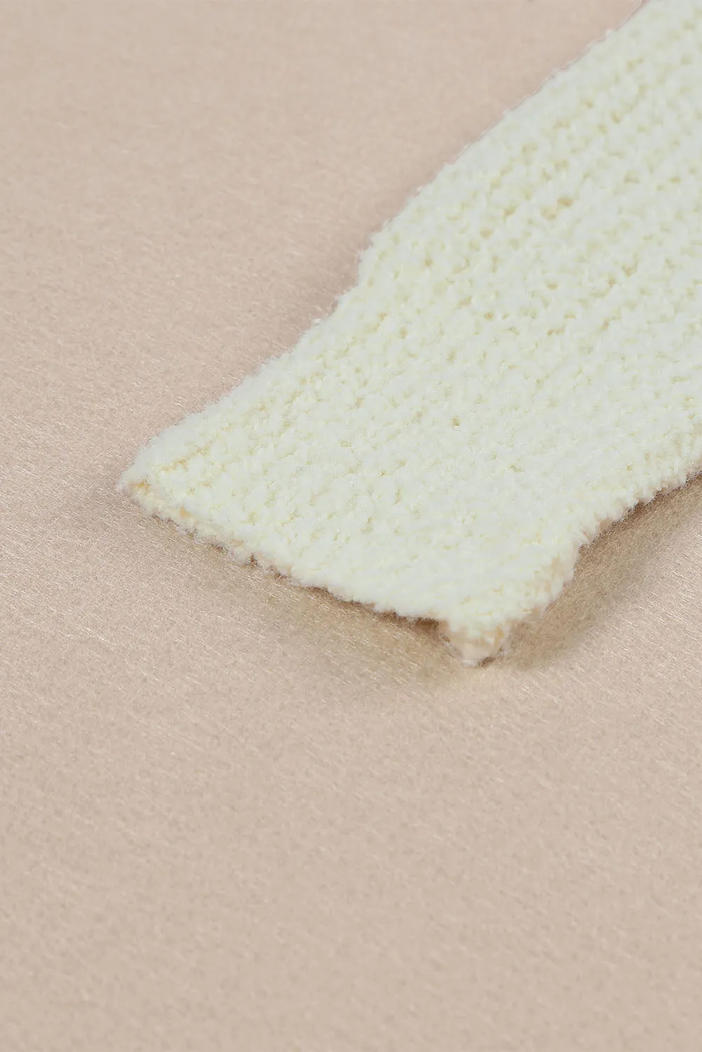 Apricot Cropped V Neck Fuzzy Sweater