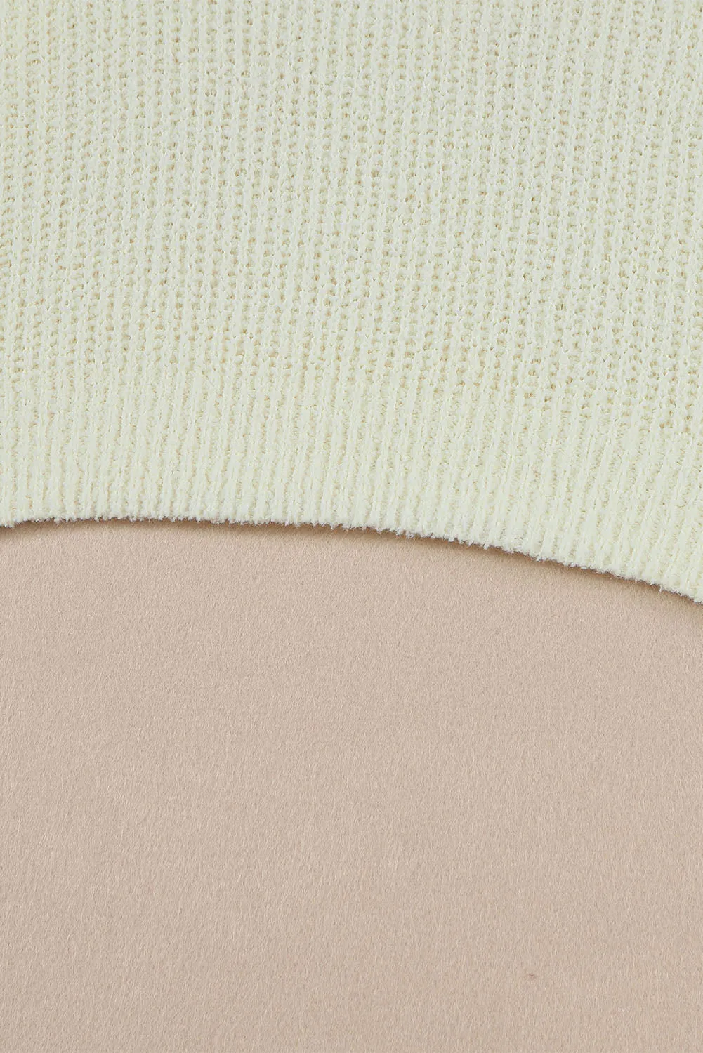 Apricot Cropped V Neck Fuzzy Sweater