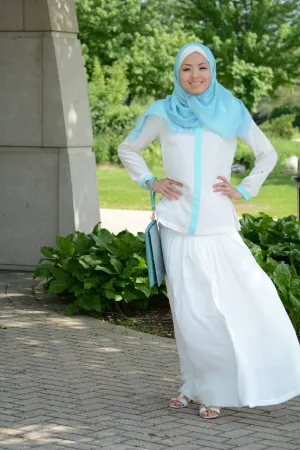 Aqua & Cream Blouse