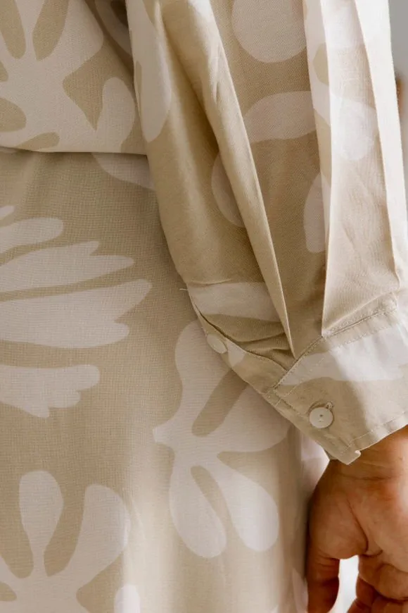 Arenes Motif Shirt Dress - Stone Motif Print