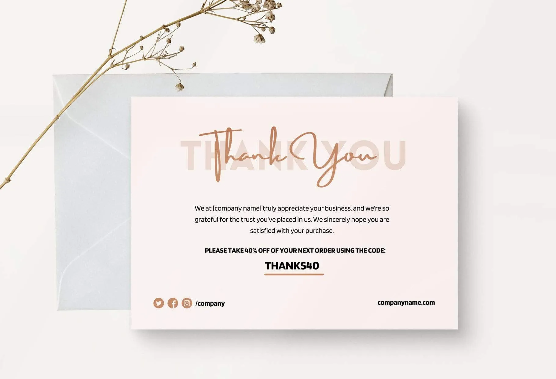 Ashley Printable Thank You Card Packaging Insert Note Canva Template
