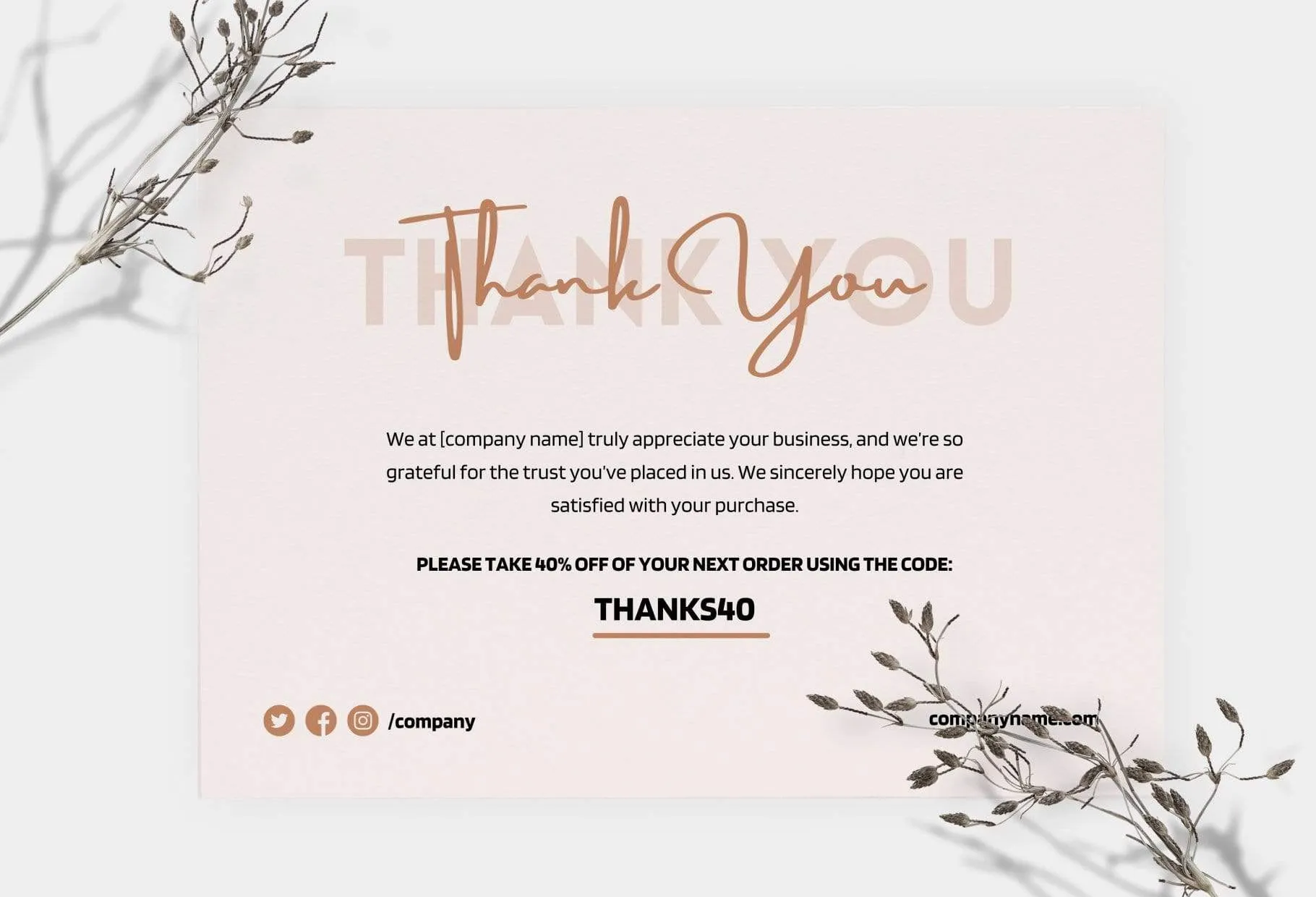 Ashley Printable Thank You Card Packaging Insert Note Canva Template
